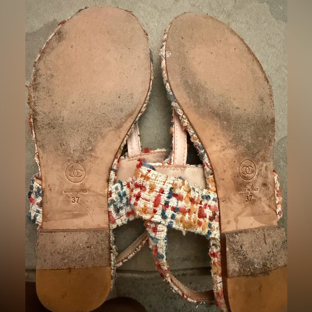 Chanel Tweed CC Logo Sandals – Size 36.5 (US 6.5) - Picture 10 of 10